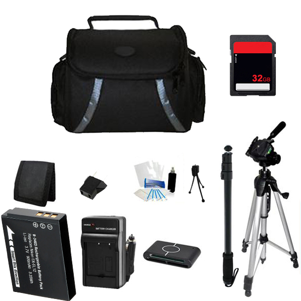 Starter accessories Bundle kit + Battery + 32GB +Charger+Case for Canon ELPH 340