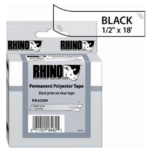 Dymo 622289 RhinoPro Thermal Label, 0.5" Width x 216" Length   Permanent   1 Roll   Clear