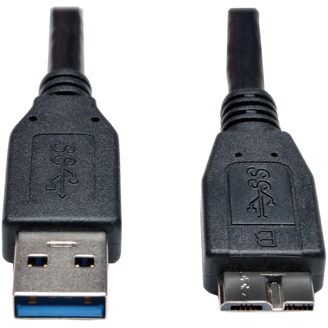 Tripp Lite U326 001 BK 1 ft. Black USB 3.0 SuperSpeed Device Cable (A to Micro B M/M)