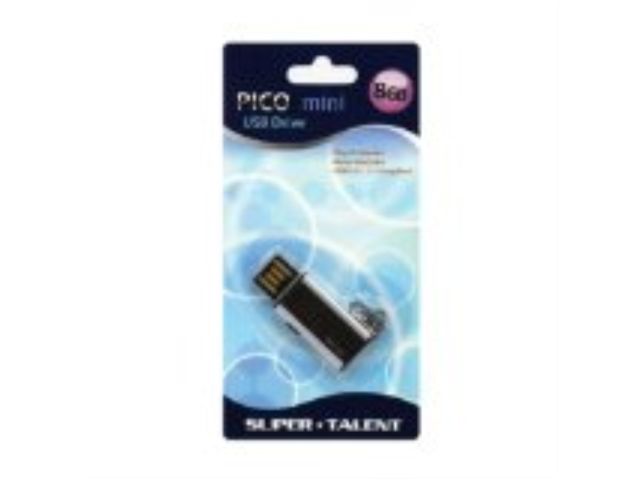 Super Talent Pico Mini C 8GB USB 2.0 Water Resistant Flash Drive, Black (STU8GMCK)