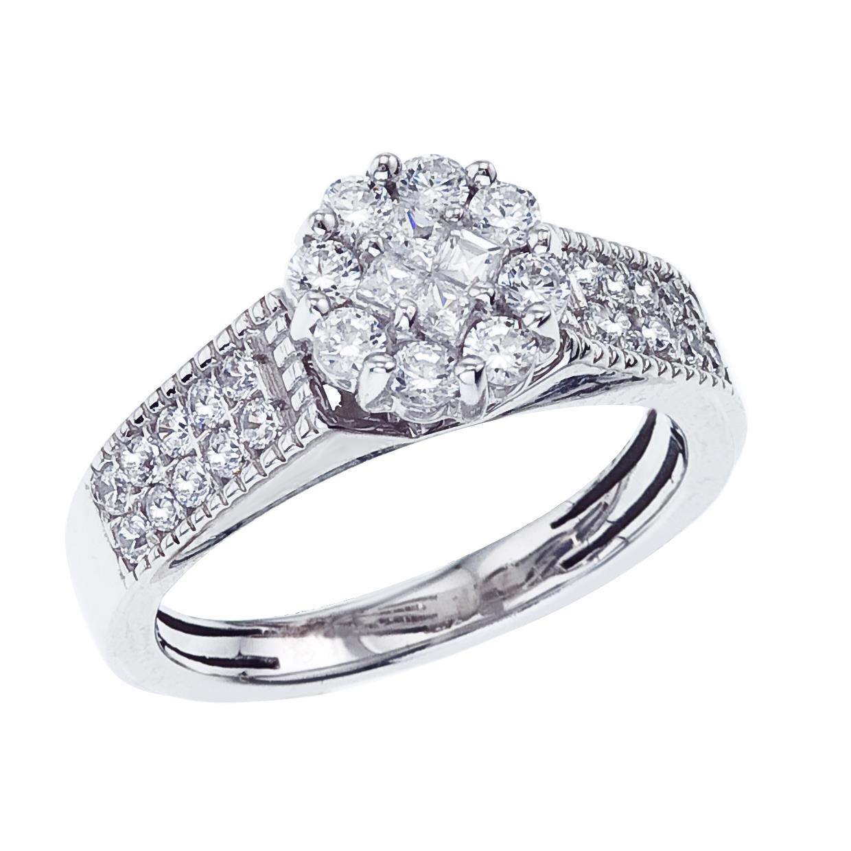 14K White Gold Classic Diamond QPID Engagement Ring (0.78 tcw)