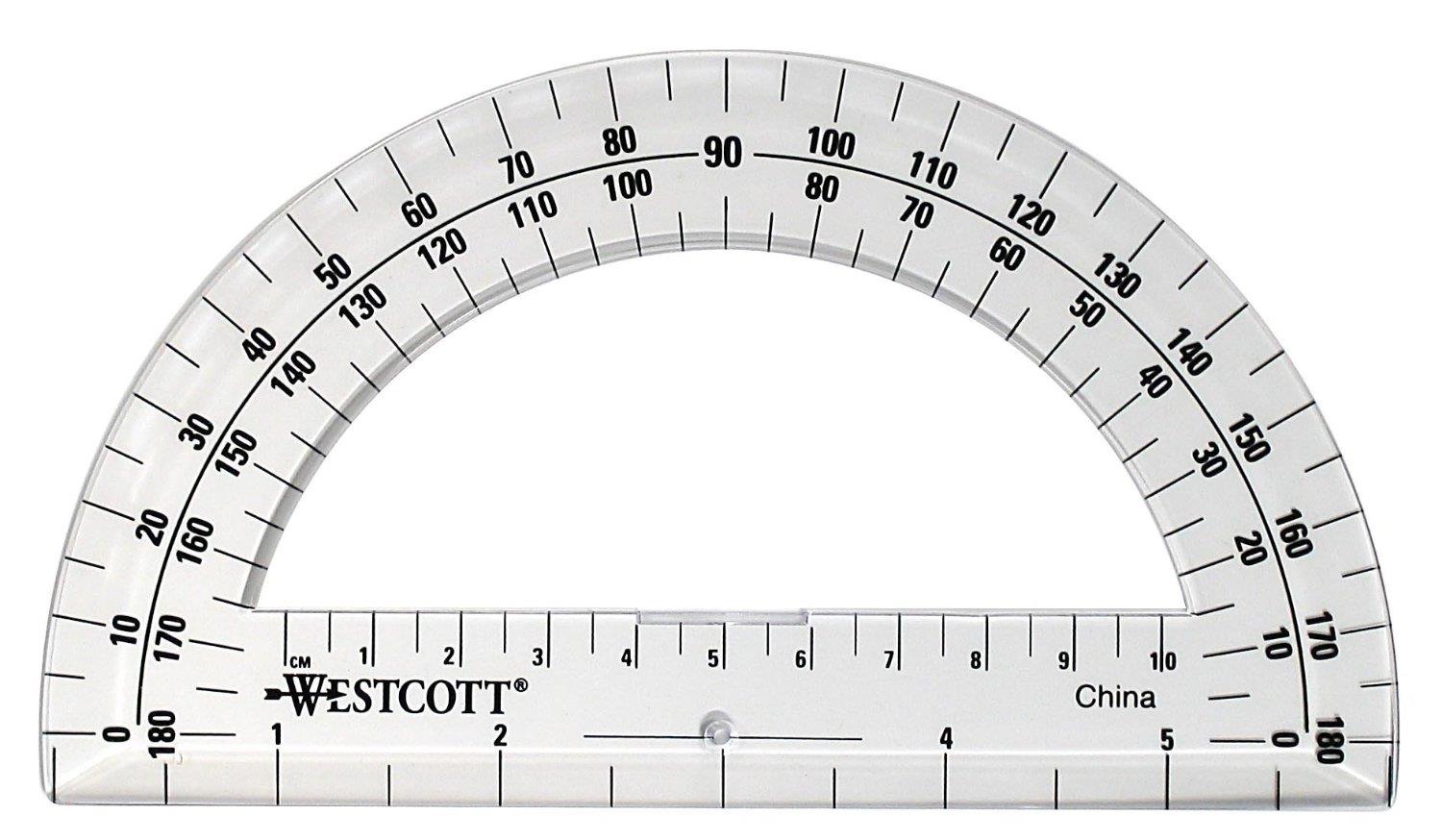 Westcott 6 Inch Plastic 180 Degree Protractor, Clear