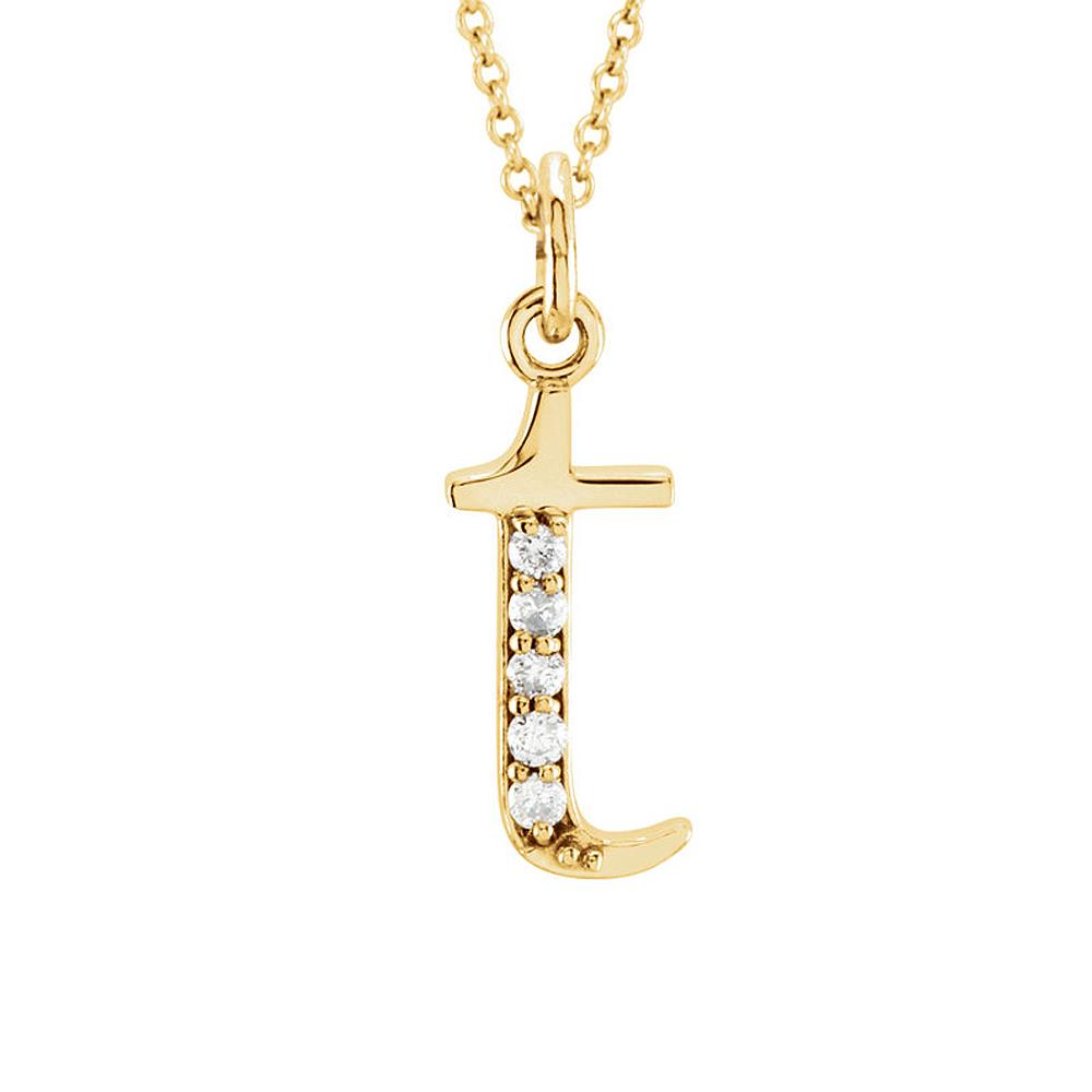 The Kelly 14K Gold Diamond Lower Case Letter 't' Necklace, 16 Inch 