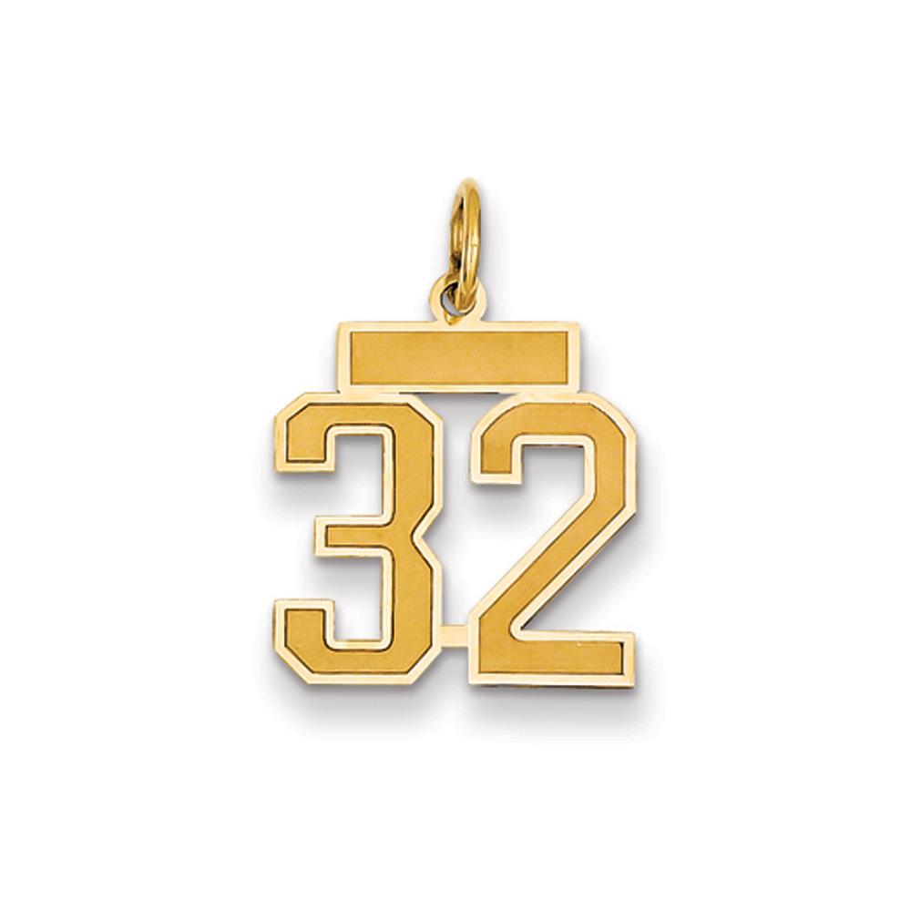 The Jersey Small Jersey Style Number 32 Pendant in 14K Yellow Gold