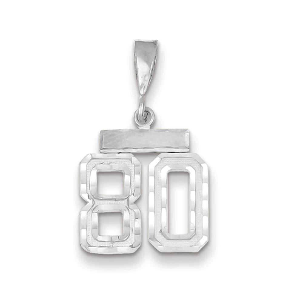 The Varsity Small Diamond Cut 14K White Gold Pendant Number 80