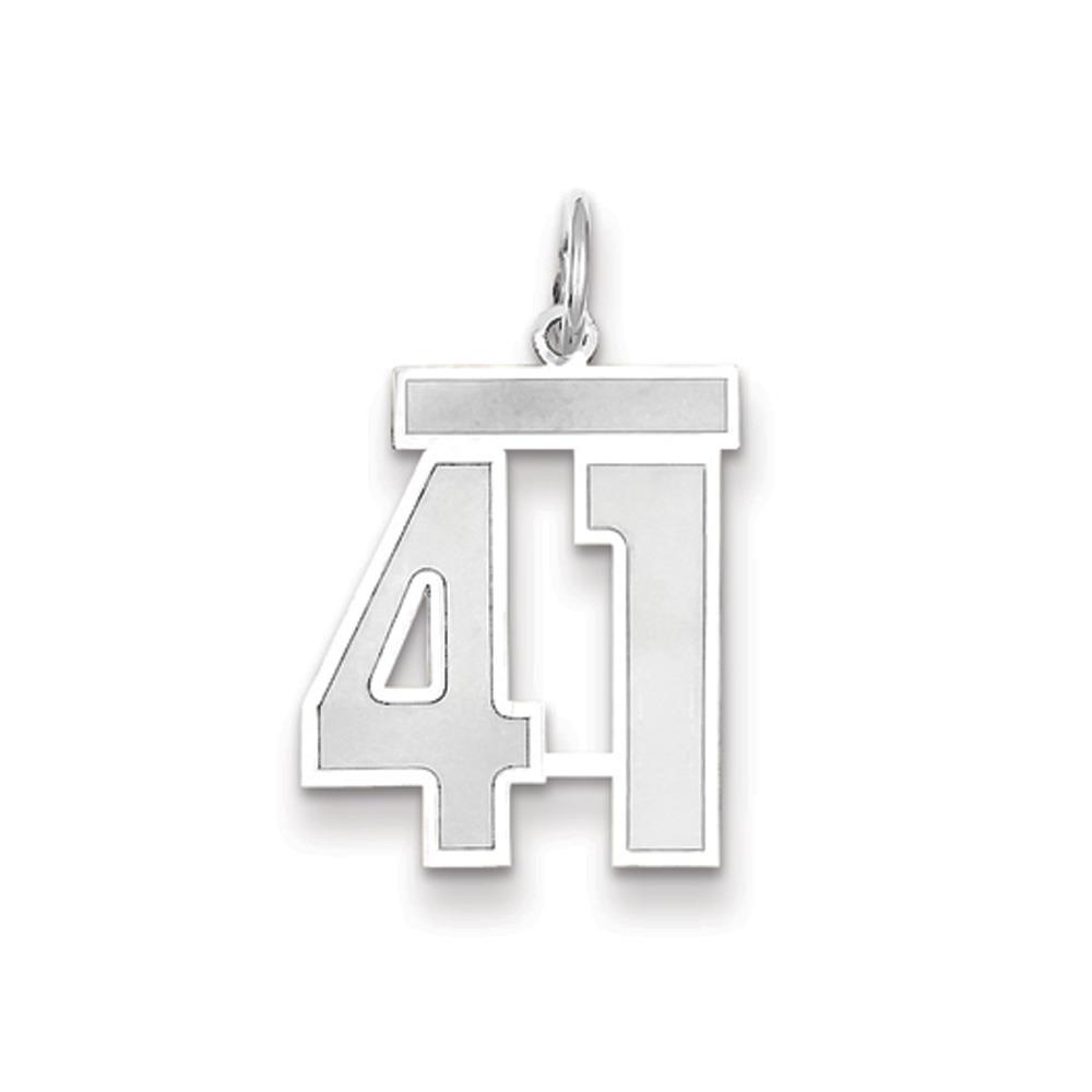 The Jersey Medium Jersey Style Number 41 Pendant in 14K White Gold