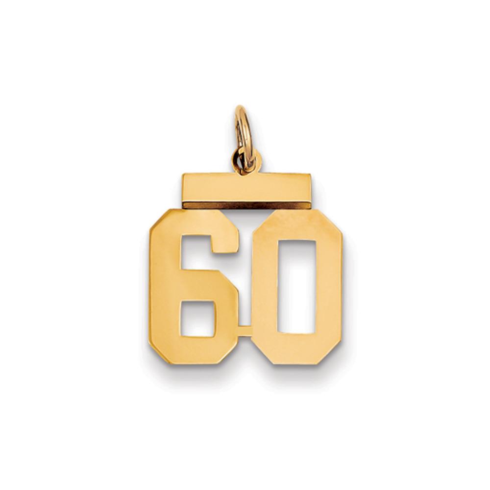 The Athletic Small Polished Number 60 Pendant in 14K Yellow Gold