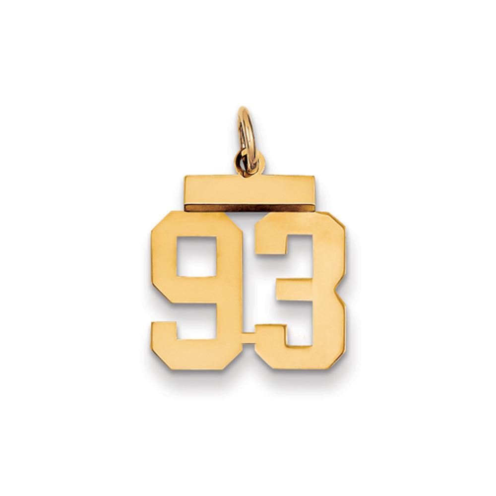 The Athletic Small Polished Number 93 Pendant in 14K Yellow Gold