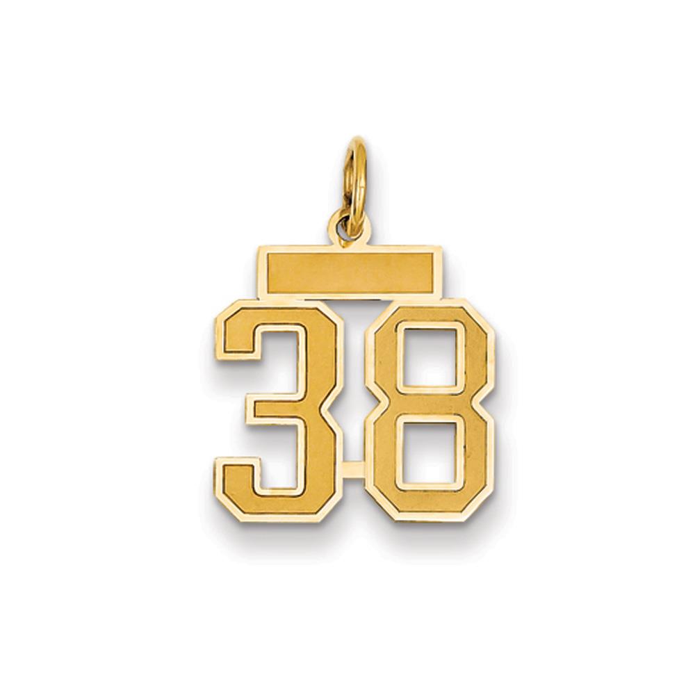 The Jersey Small Jersey Style Number 38 Pendant in 14K Yellow Gold