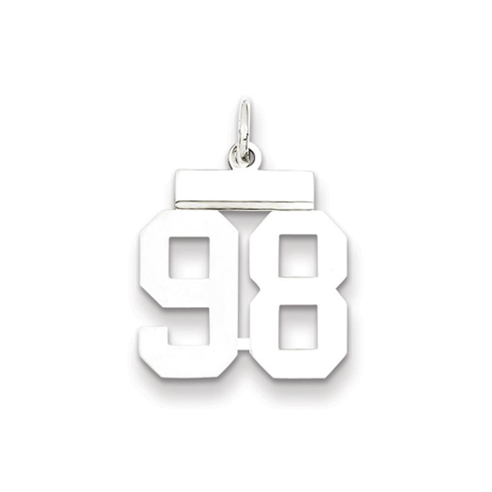 The Athletic Small Polished Number 98 Pendant in Sterling Silver