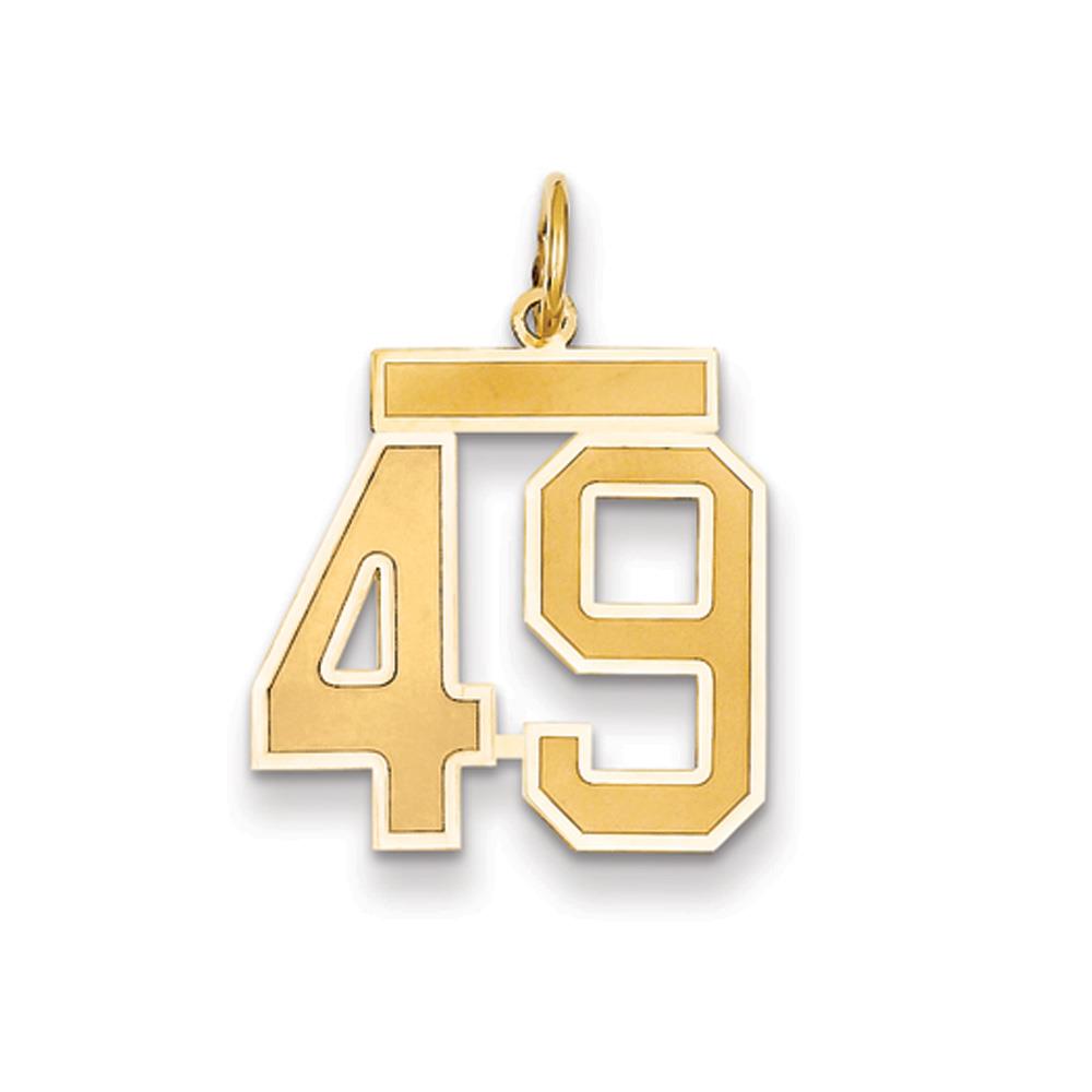 The Jersey Medium Jersey Style Number 49 Pendant in 14K Yellow Gold