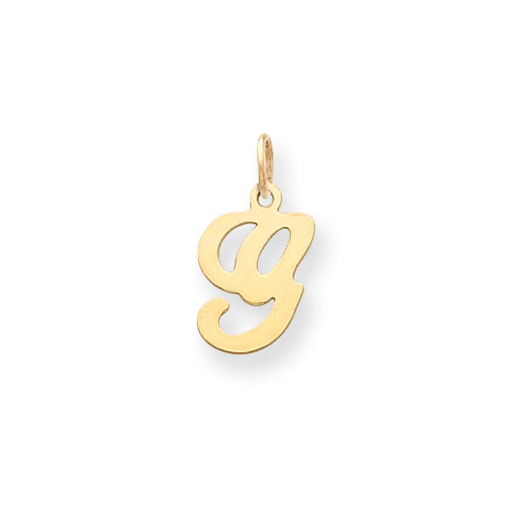 The Sophia Small Polished Script Initial G Pendant in 14K Yellow Gold