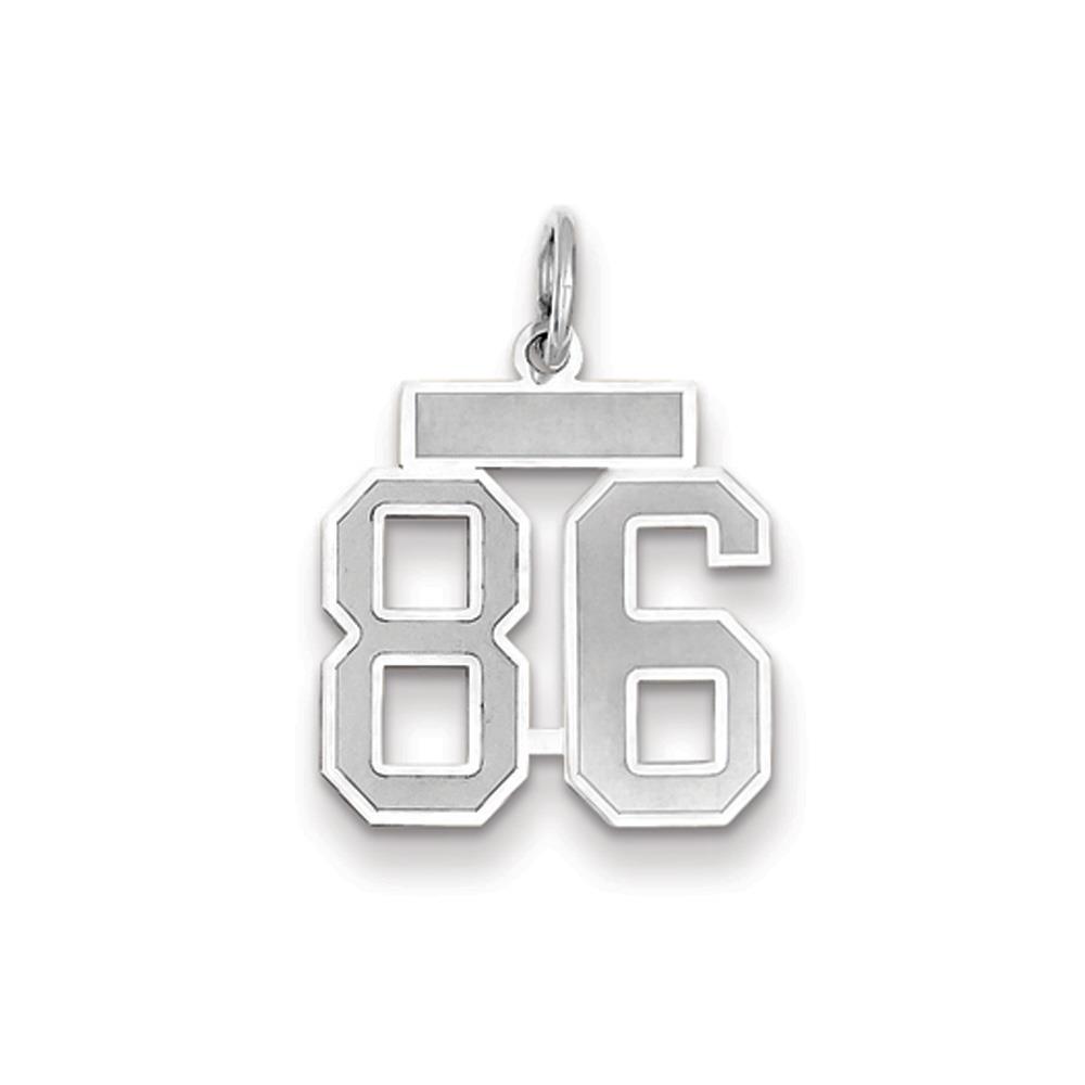 The Jersey Small Jersey Style Number 86 Pendant in 14K White Gold