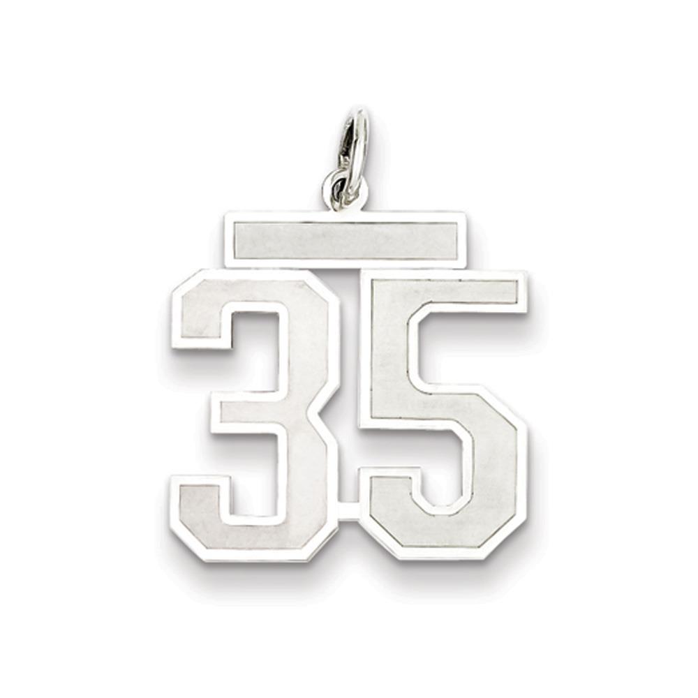 The Jersey Medium Jersey Style Number 35 Pendant in Sterling Silver