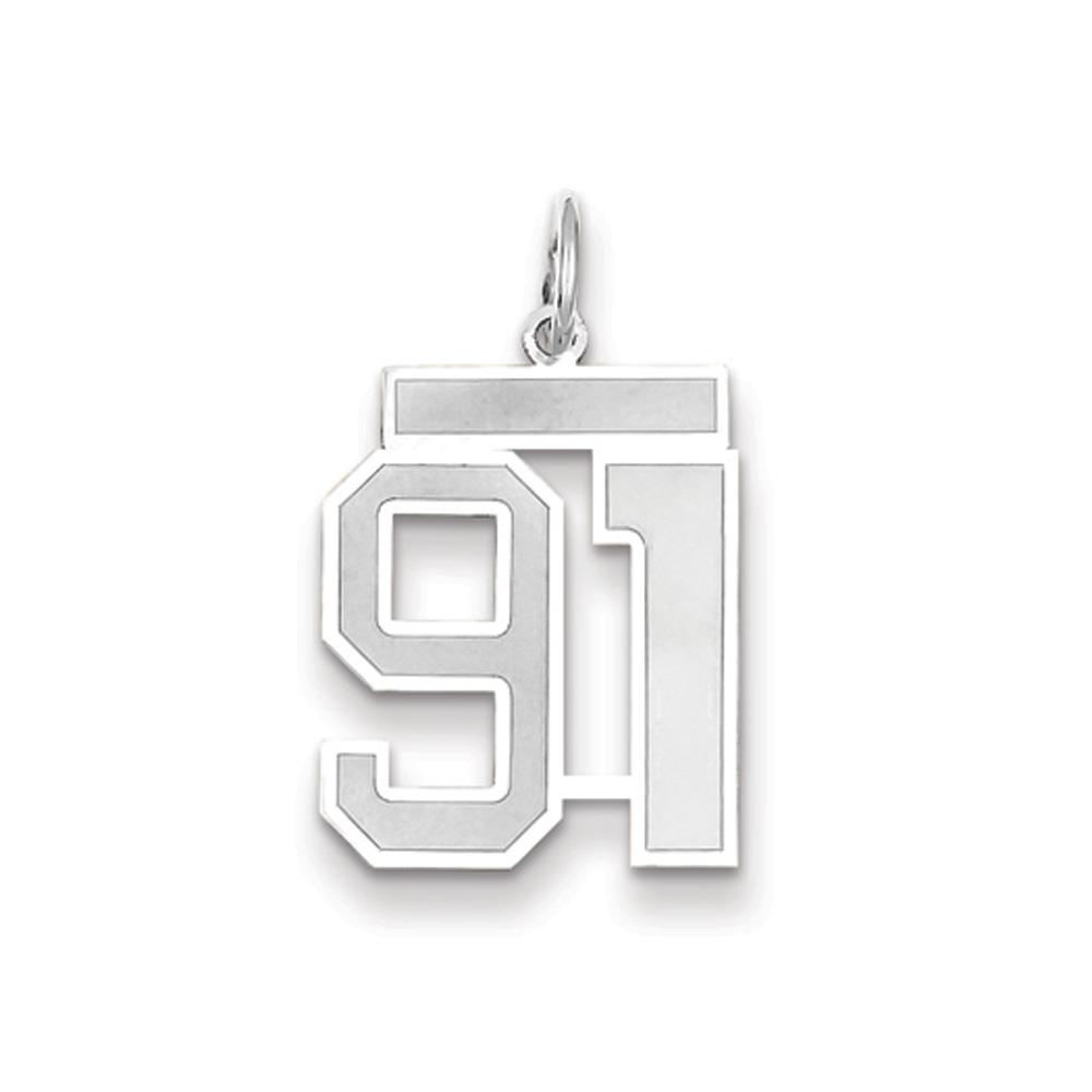 The Jersey Medium Jersey Style Number 91 Pendant in 14K White Gold