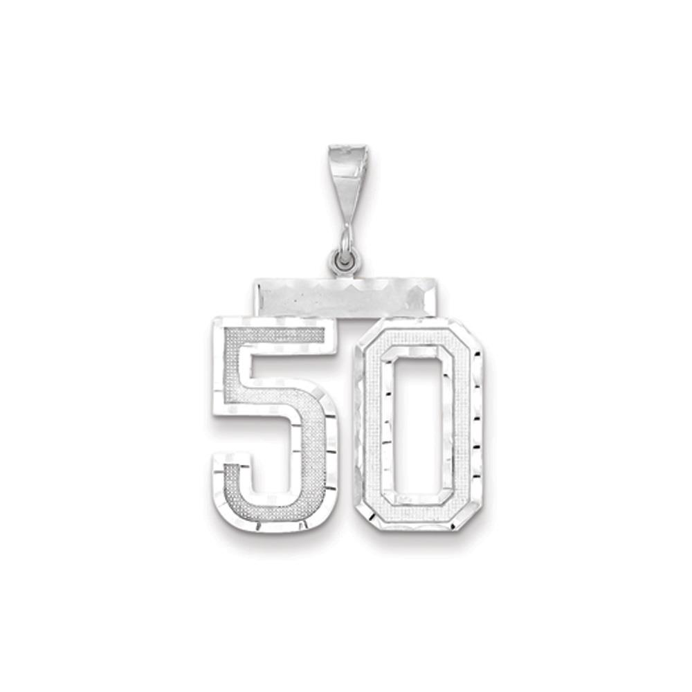 The Varsity Large Diamond Cut 14K White Gold Pendant Number 50