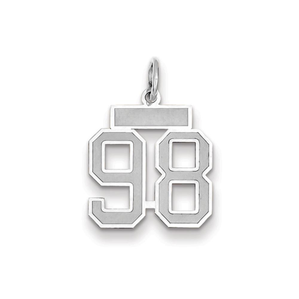 The Jersey Small Jersey Style Number 98 Pendant in 14K White Gold