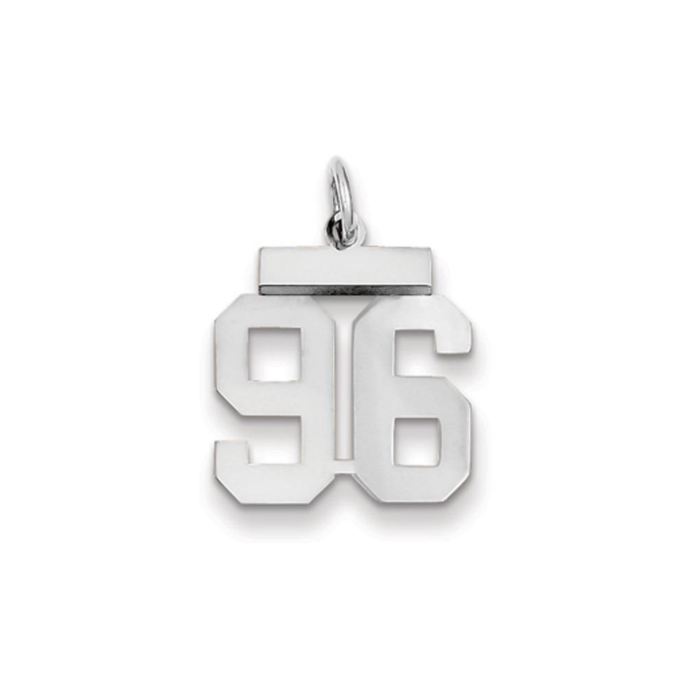 The Athletic Small Polished Number 96 Pendant in 14K White Gold