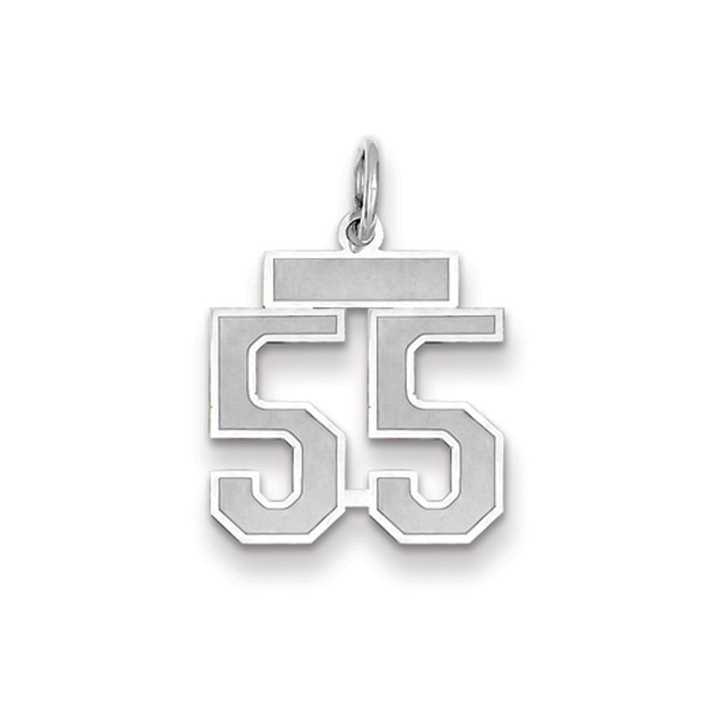 The Jersey Small Jersey Style Number 55 Pendant in 14K White Gold