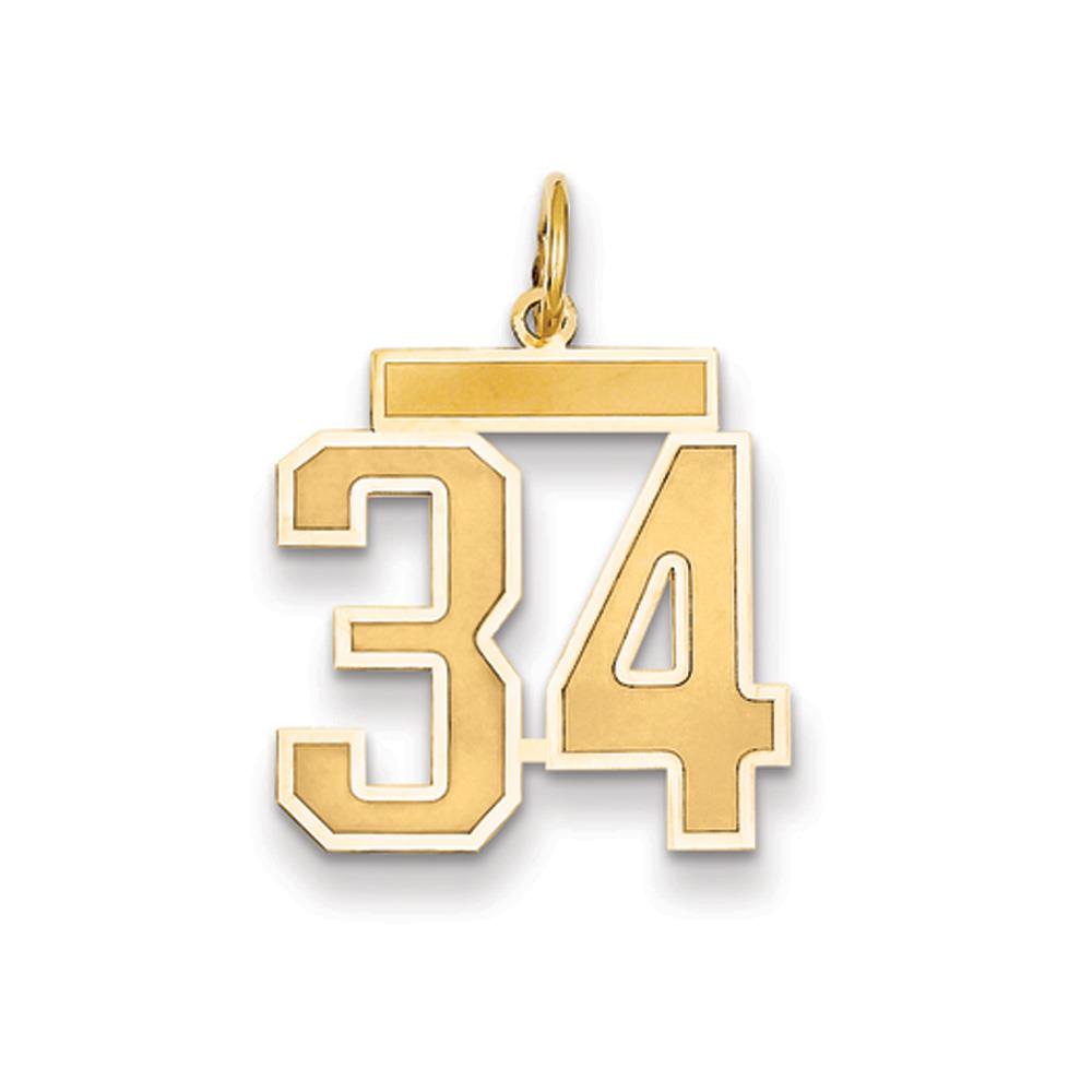 The Jersey Medium Jersey Style Number 34 Pendant in 14K Yellow Gold