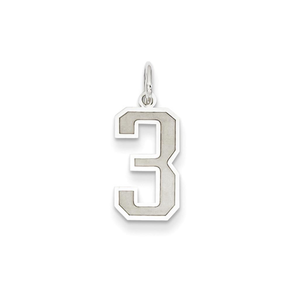 The Jersey Medium Jersey Style Number 3 Pendant in 14K White Gold