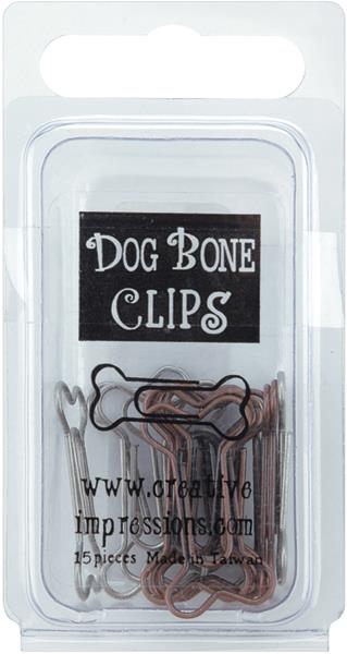 Metal Dog Bone Paper Clips 15/Pkg Pewter & Antique Copper