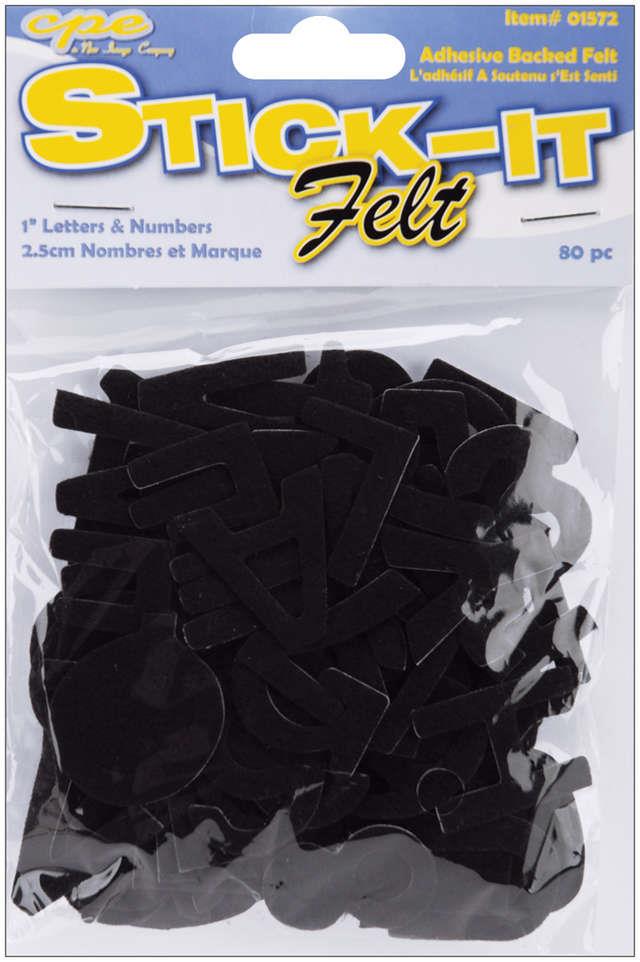 Stick It Felt 1" Numbers & Letters 80/Pkg Black