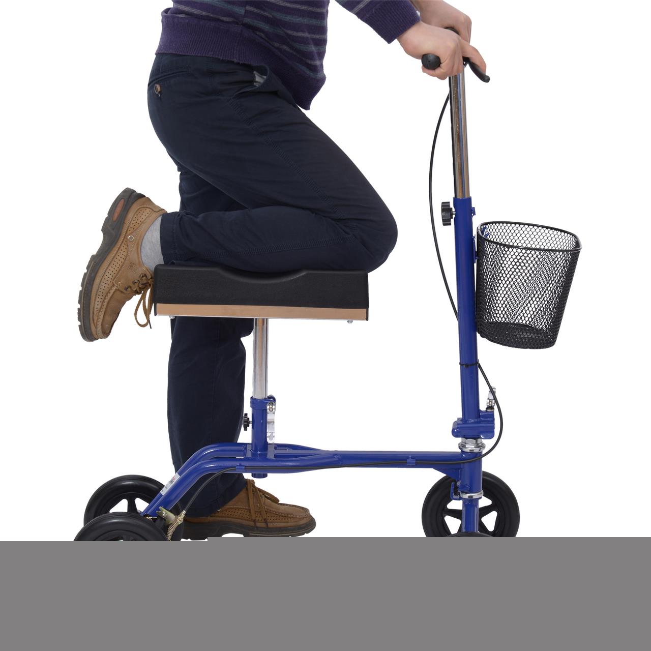 HomCom Steerable Knee Walker Scooter w/ Basket   Blue