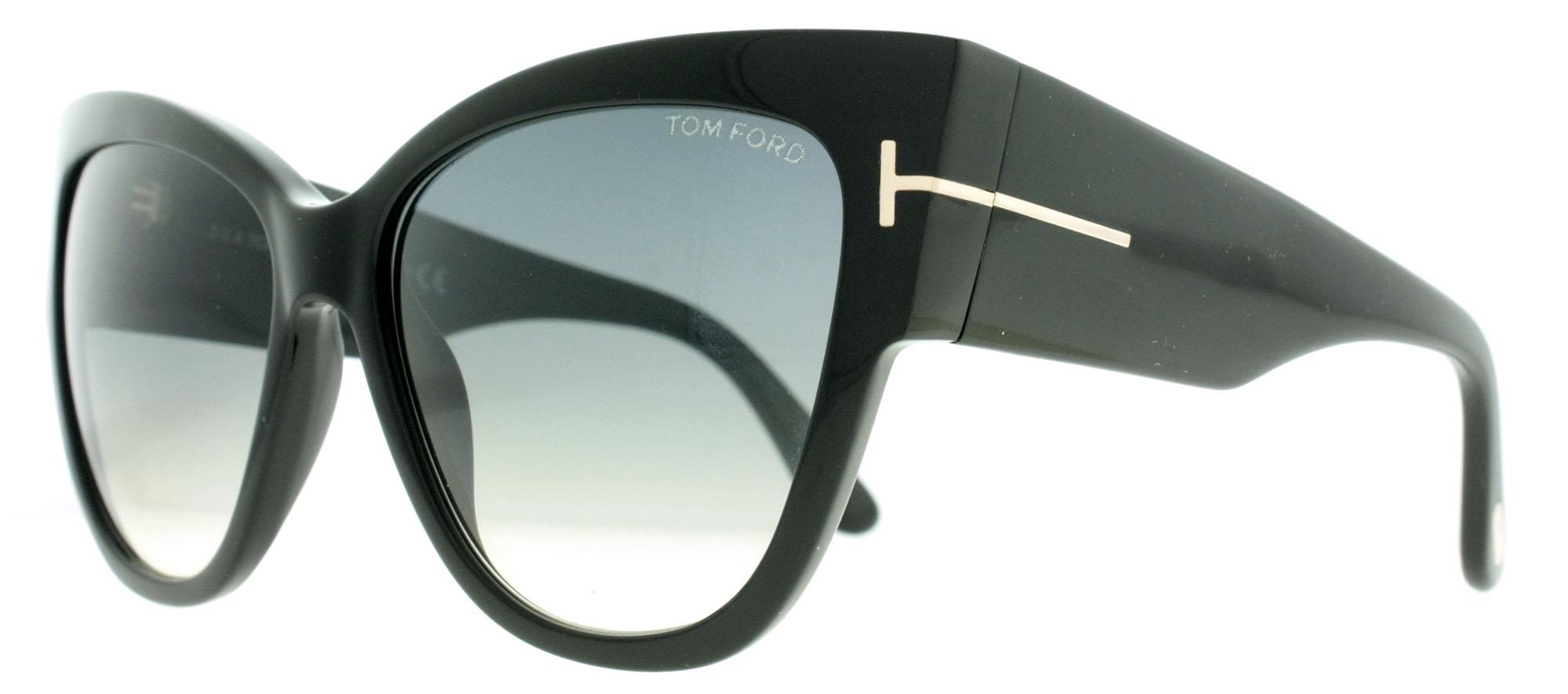 Tom Ford TF 371 Anoushka 01B Black Cat Eye/Gray Gradient Women's Sunglasses