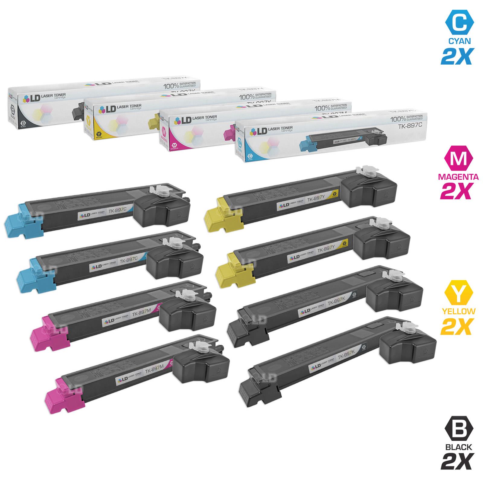 LD © Compatible Replacements for Kyocera Mita TK 897 5PK Toner Cartridges:2 TK 897K, 1 TK 897C, 1 TK 897M, & 1 TK 897Y, for TASKalfa 205c, 255, 255c, FS C8520MFP, & FS C8525MFP