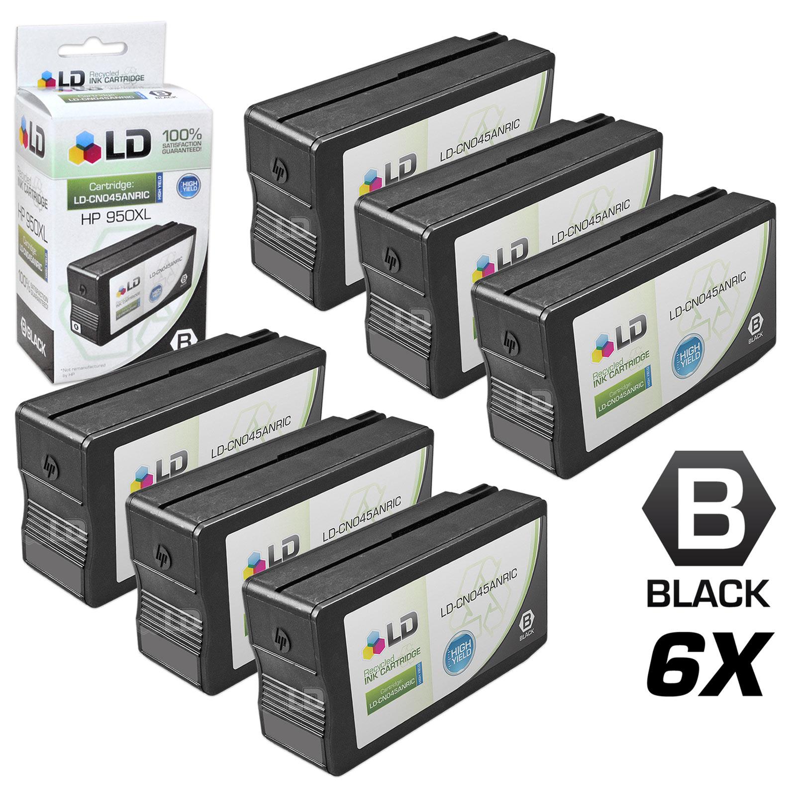 LD © Remanufactured Replacement for Hewlett Packard HP 950XL / 950 Ink Cartridges Set of 6 Black CN045AN for use in OfficeJet Pro 251dw, 276w MFP, 8100, 8600, 8600 Plus & 8600 Premium Printers