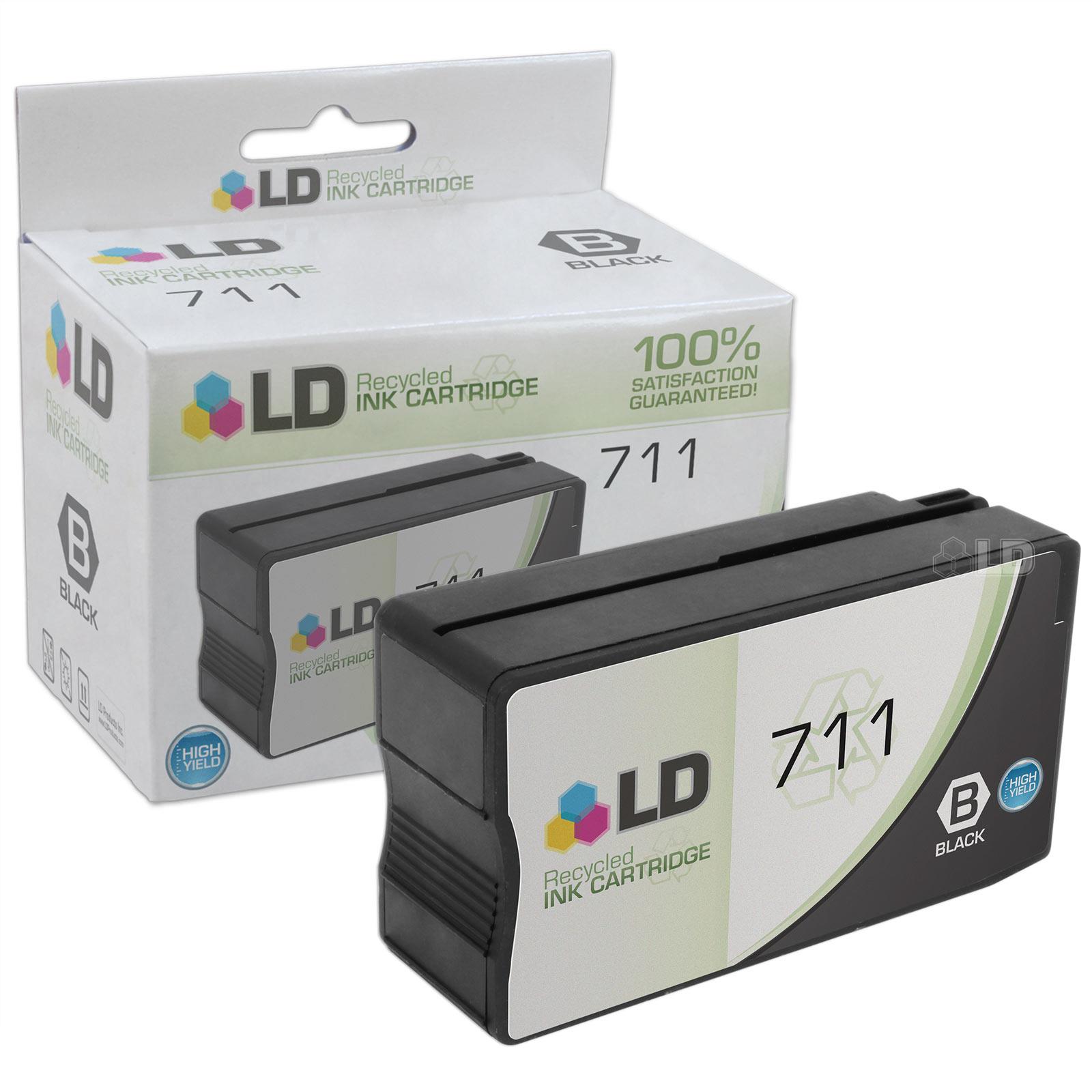 LD © Remanufactured Replacements for Hewlett Packard CZ133A (HP 711) Set of 2 Black Ink Cartridges for use in HP DesignJet T120, and T520 Printers