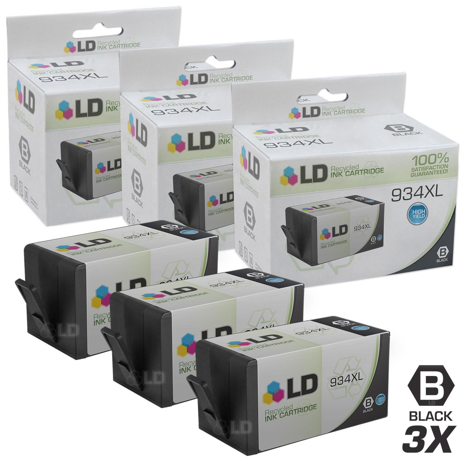 LD © Remanufactured Replacements for Hewlett Packard C2P23AN / 934XL / 934 XL  Set of 3 Black Ink Cartridges for use in HP OfficeJet 6812, 6815, and OfficeJet Pro 6230, 6830, and 6835 Printers