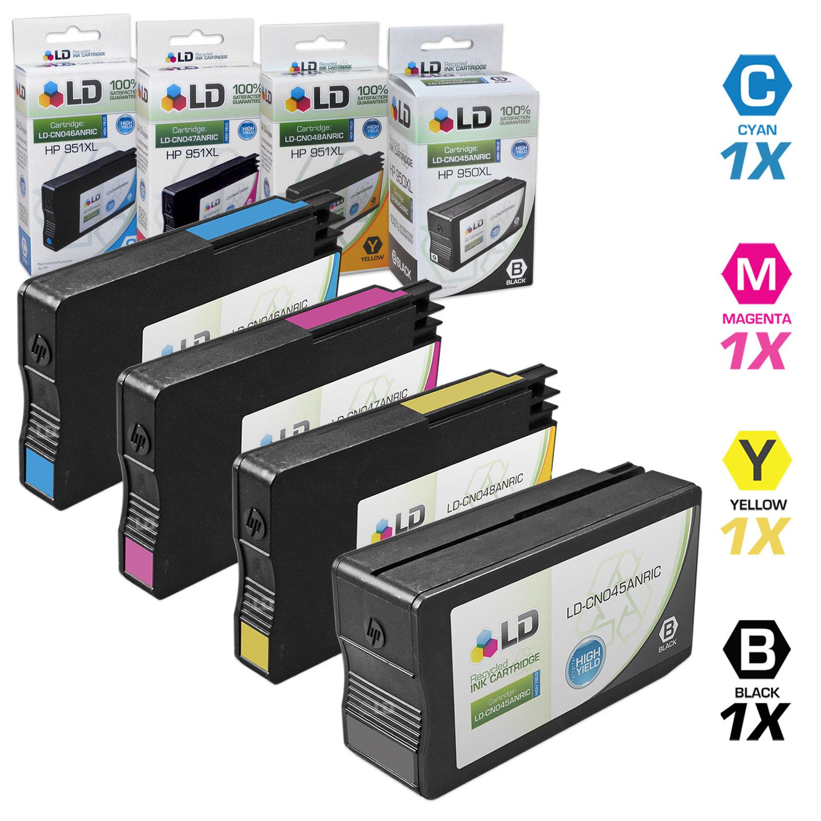 LD © Remanufactured Replacement for HP 950 & 951 Set of 8 Ink Cartridges Includes: 2 Black CN049AN, 2 Cyan CN050AN, 2 Magenta CN051AN, and 2 Yellow CN052AN