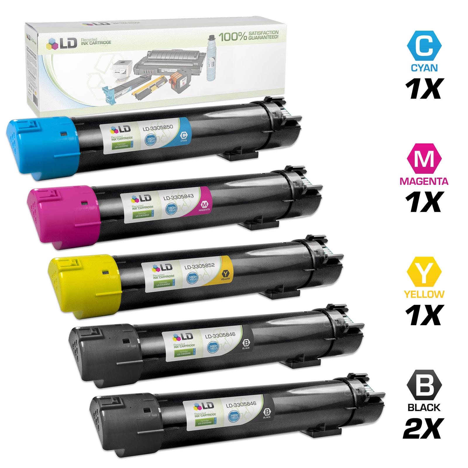 LD Remanufactured Replacements for Dell 5130 Set of 4 HY Toner Cartridges Includes:1 330 5846 BLK, 1 330 5850 C, 1 330 5843 M, & 1 330 5852 Y for use in Dell Color Laser 5120cdn, 5130cdn, & 5140cdn