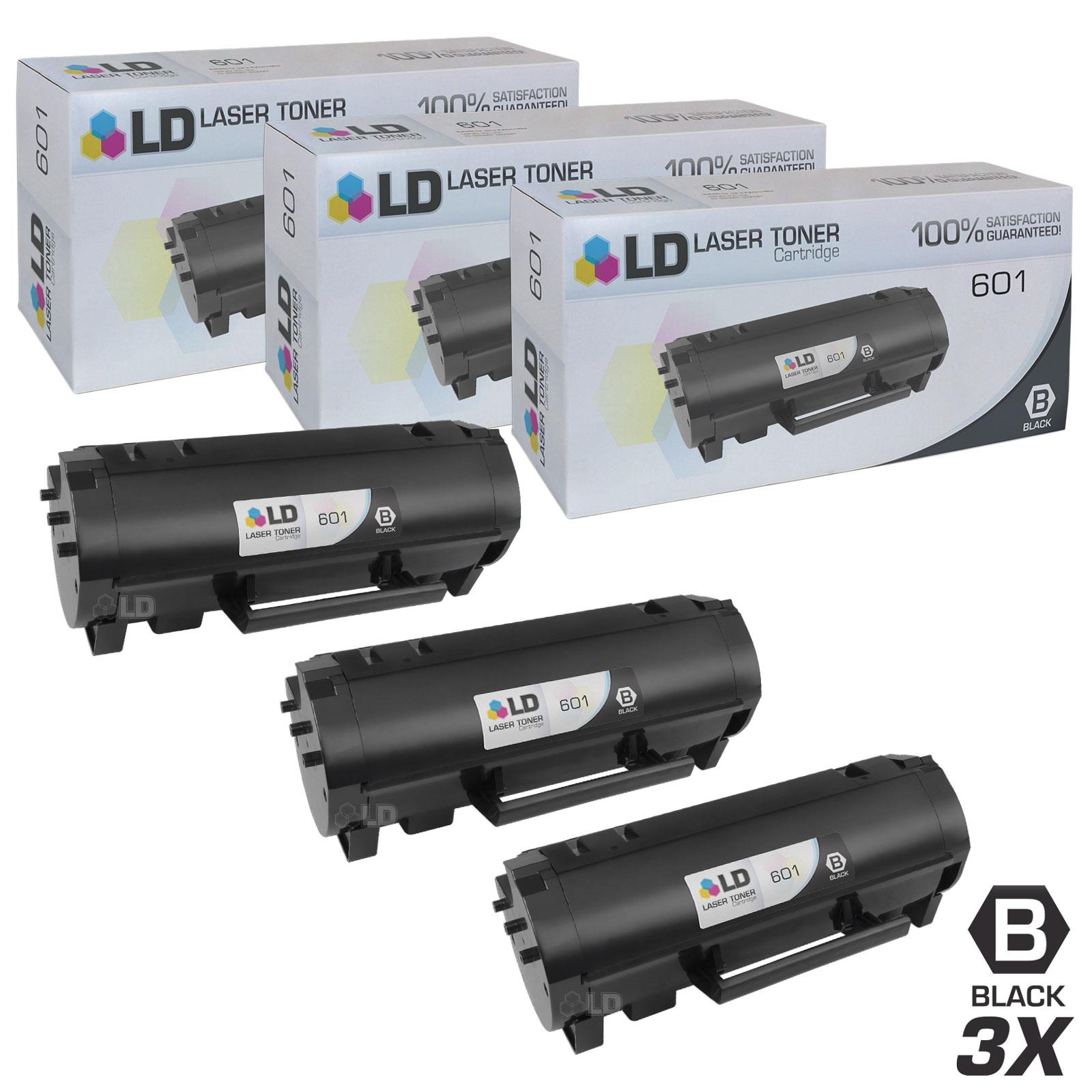 LD © Compatible Replacements for Lexmark 60F1000 (601) 3PK Black Toner Cartridges for Lexmark MX310dn, MX410de, MX510de, MX511de, MX511dhe, MX511dte, MX610de, MX611de, MX611dhe, & MX611dte