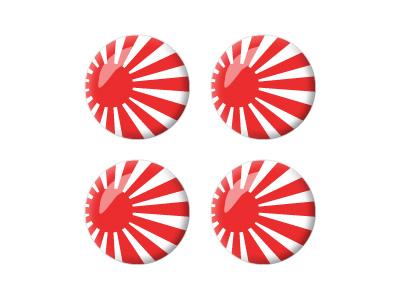 Japan Japanese Flag Rising Sun   Wheel Center Cap 3D Domed Set of 4 Stickers Badges 