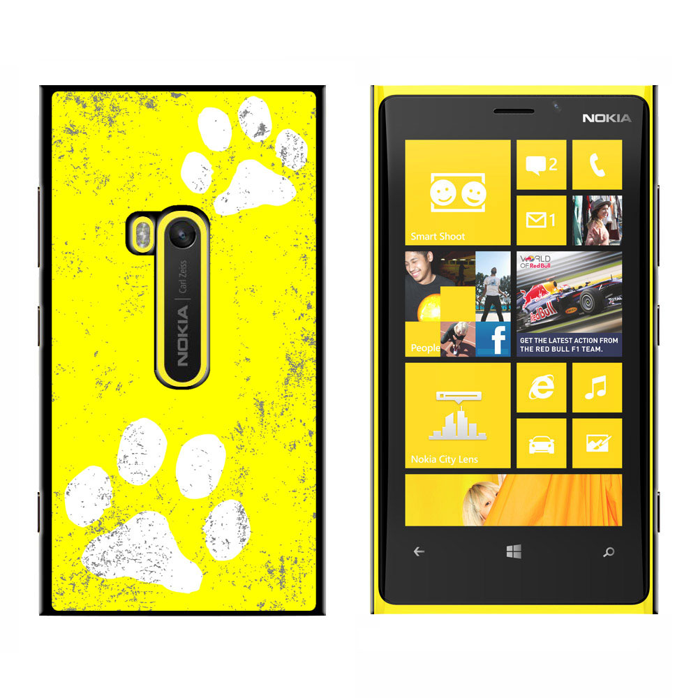 Paw Prints Distressed Yellow   Snap On Hard Protective Case for Nokia Lumia 920