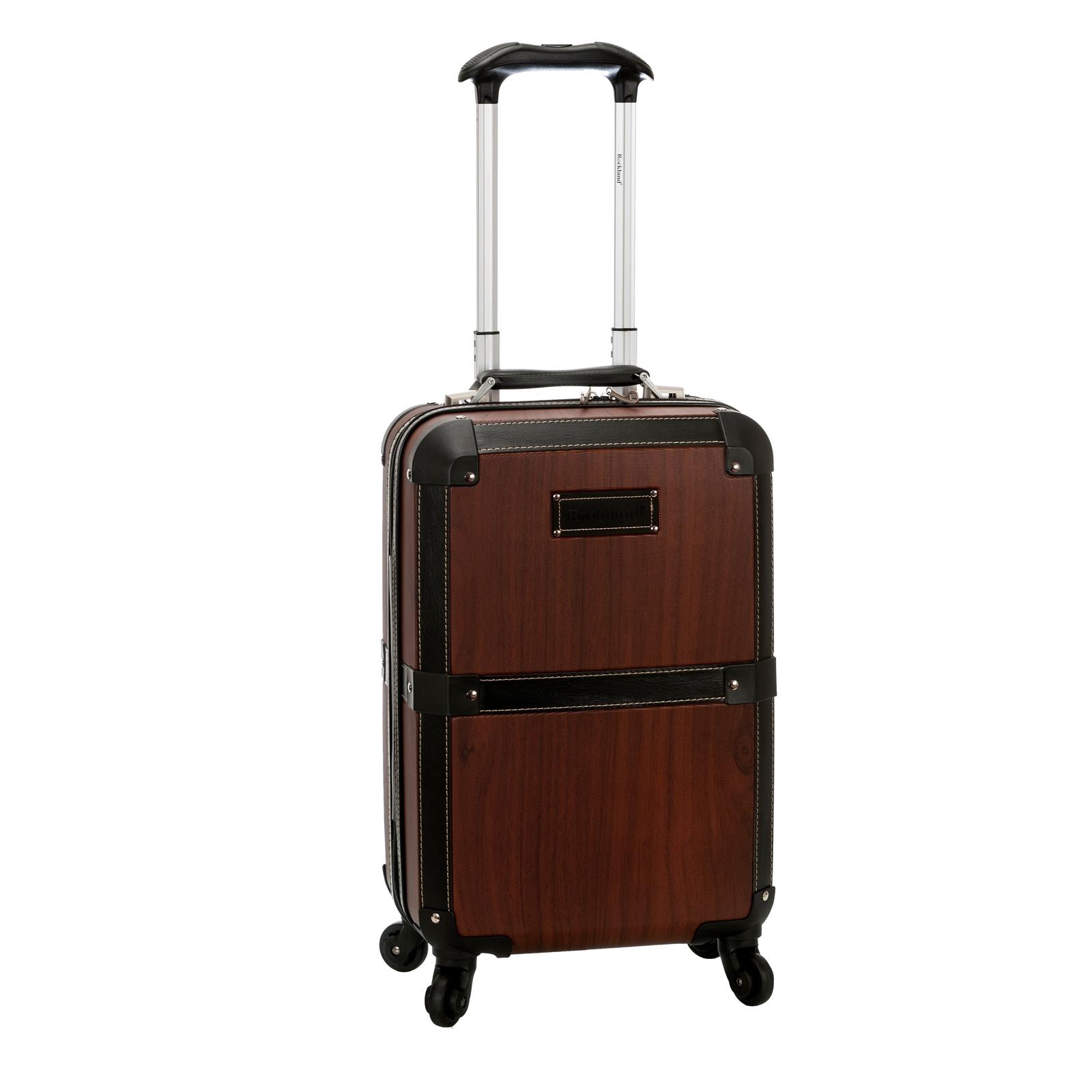 Rockland 20" Classic Trunk Style Spinner Upright Carry On Suitcase   Wood