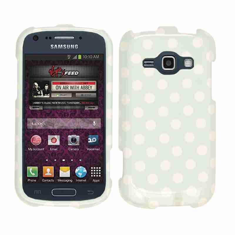 Cell Armor Snap On Case for Samsung Galaxy Ring M840 (White Dots on Light Blue)