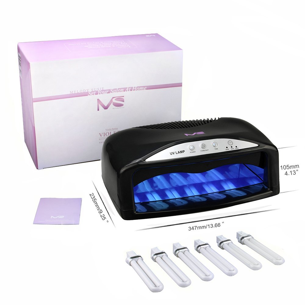 MelodySusie® High Quality Black 54W UV Lamp Light Acrylic Nail Dryer for CND Shellac, Soak Off, Harmony Gelish, IBD and any other Brand of UV Gel Nail Polish