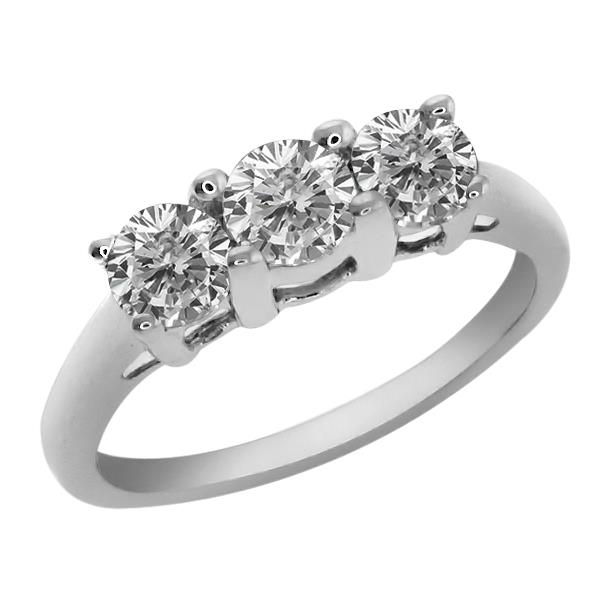 Stunning 0.94 CT Round 3 Stones White Diamond with 10K White Gold Ring Size 5 9
