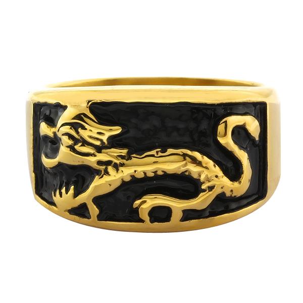 13MM Stainless Steel Gold Plated Dragon Ring For Men Available Size 9,10,11,12