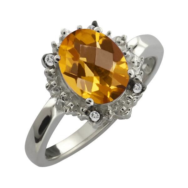 1.62 Ct Checkerboard Champagne Quartz and White Topaz 14k White Gold Ring