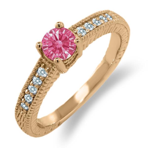 0.61 Ct Fancy Pink 18k Rose Gold Ring Made With Swarovski Zirconia