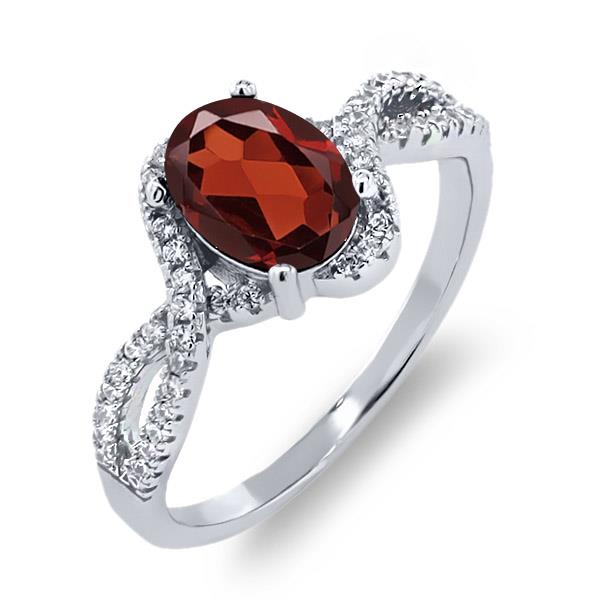 1.98 Ct Oval Red Garnet 925 Sterling Silver Ring