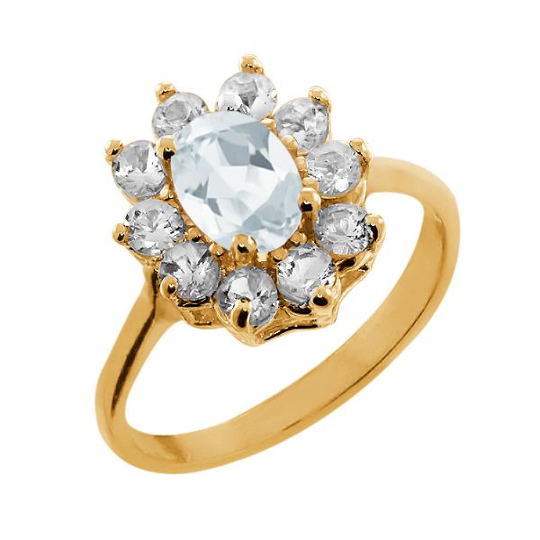 1.35 Ct Oval White Topaz Yellow Gold Plated Sterling Silver Ring