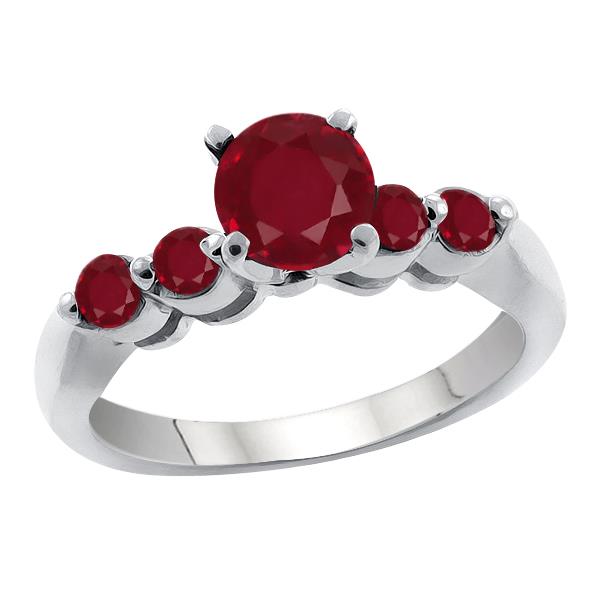 1.53 Ct Round Red SI1/SI2 Ruby 14K White Gold Engagement Ring