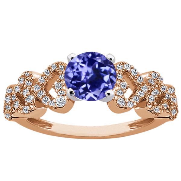 1.62 Ct Round Blue Tanzanite 18K Rose Gold Ring