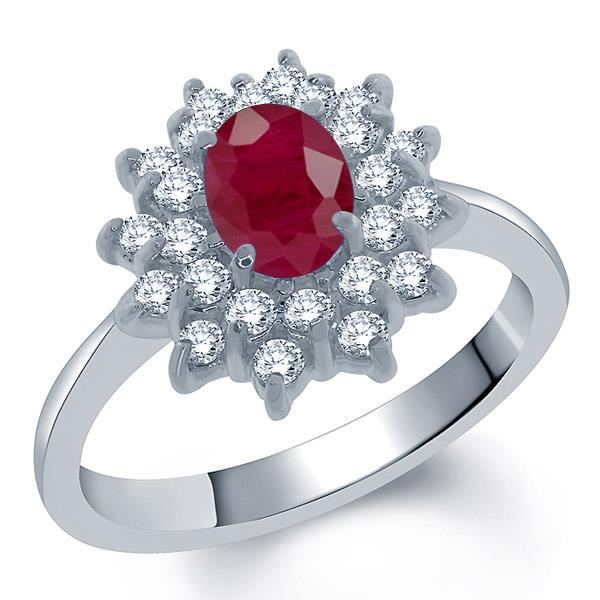 1.62 Ct Oval Red Ruby 925 Sterling Silver Ring
